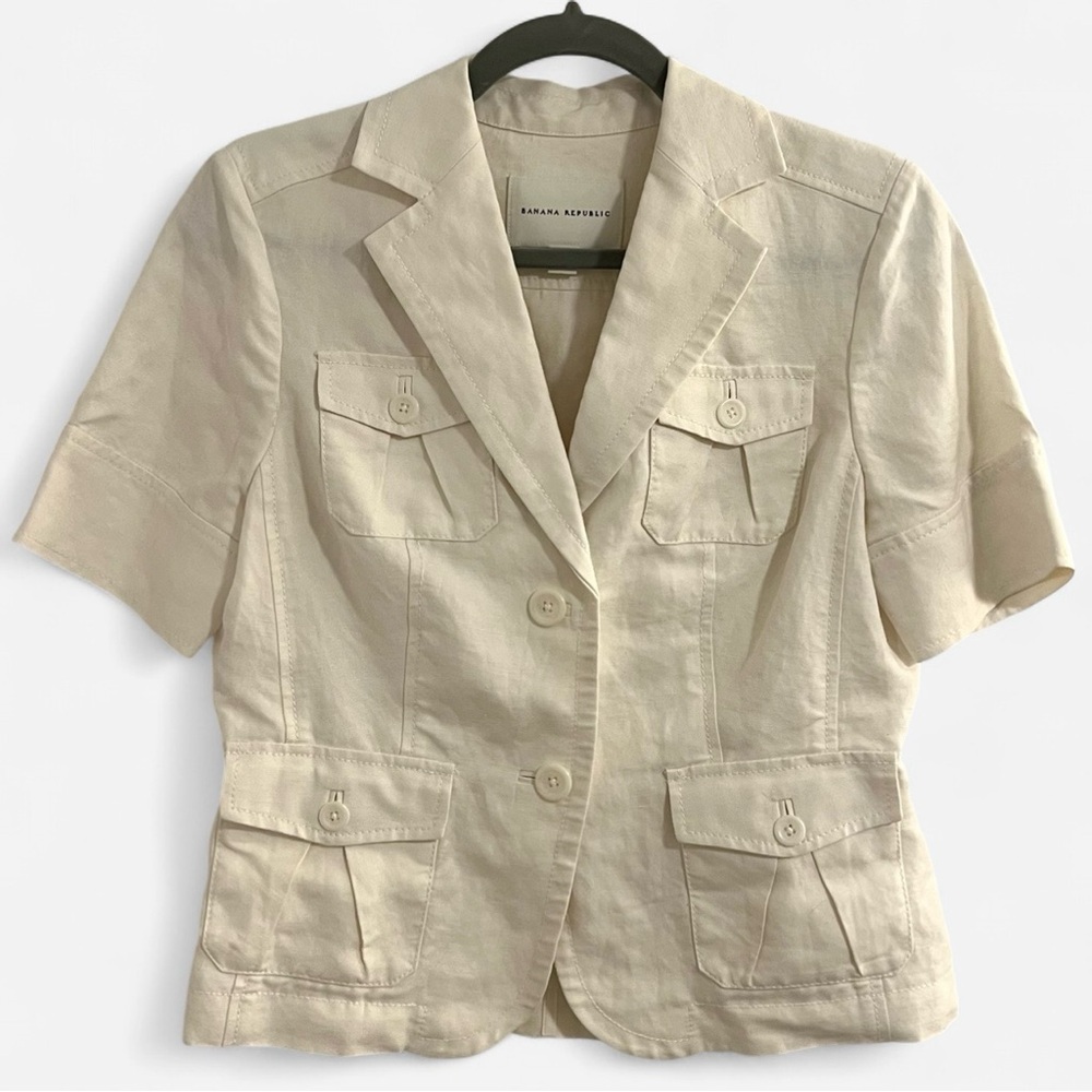 Banana Republic Silk + Linen Blend Utility/Safari Jacket